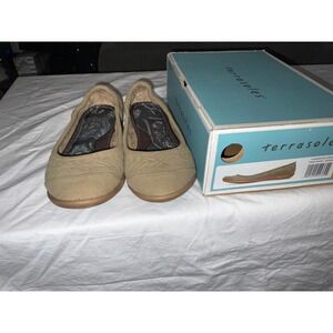Terrasoles Skimmer Ballerina Flats Tan Quilted Comfort Shoes Size 8